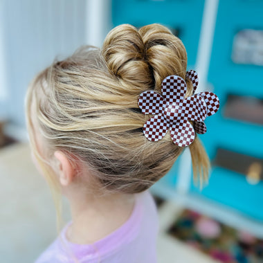Checkered Flower Claw Clip (Multiple Colors)