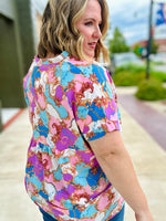 Malia Mixed Print Button Top