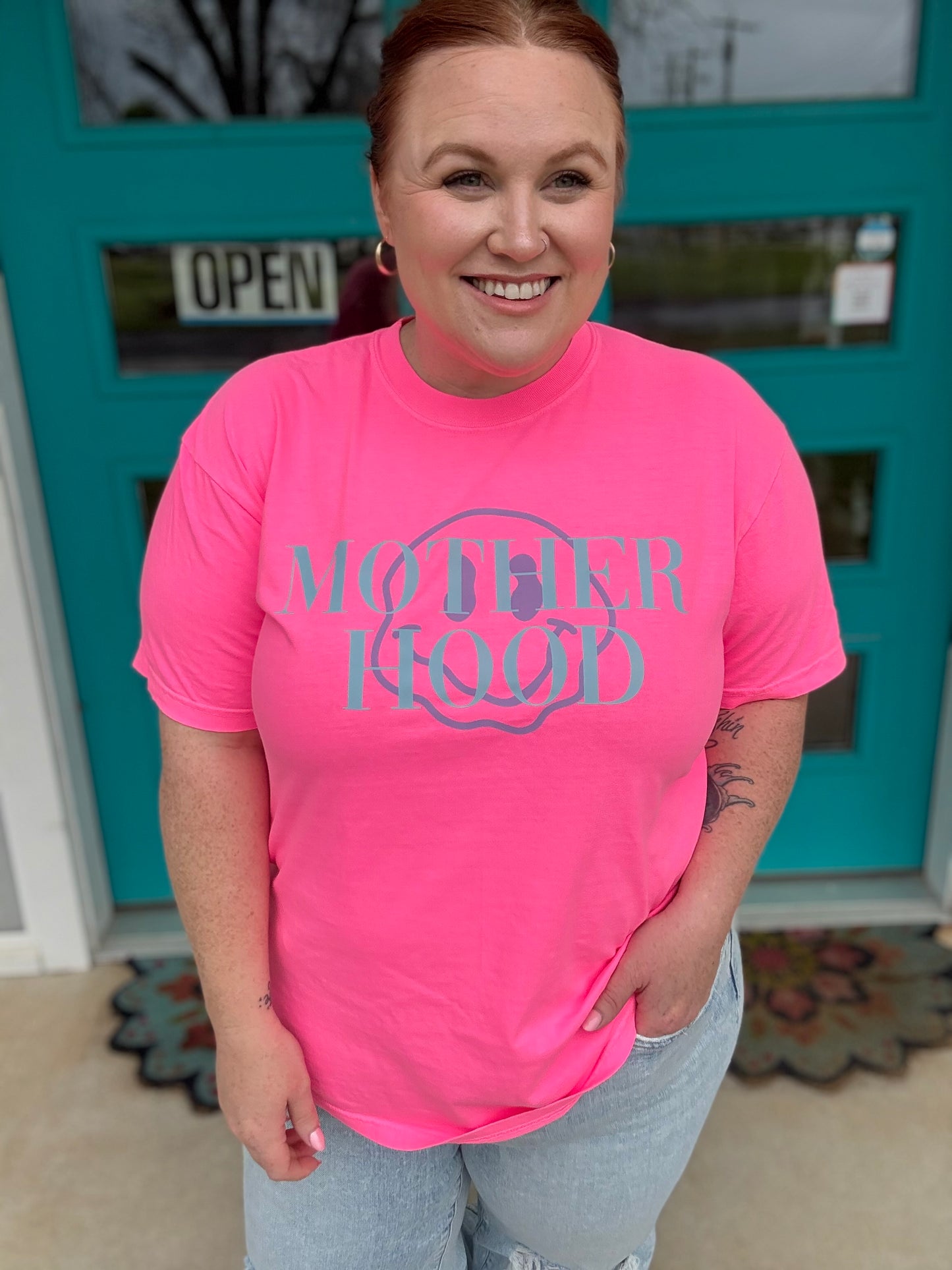 Neon Mothered Hood Tee on Comfort Color (Multiple Colors)