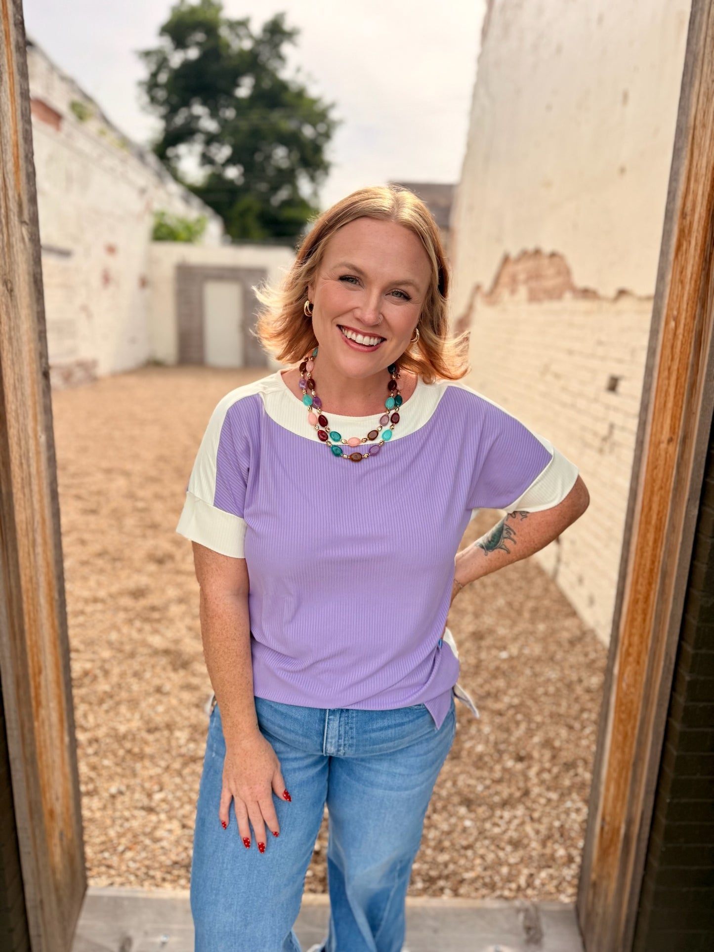 Kelly Color Block Short Sleeve