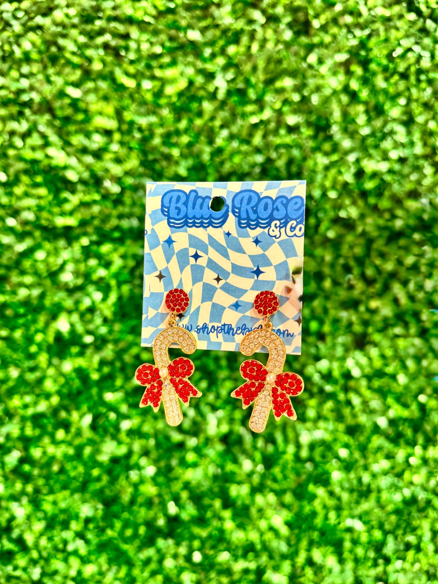 Rhinestone Candy Cane Earrings