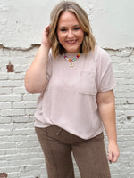 Jasmine Ribbed Top in Taupe