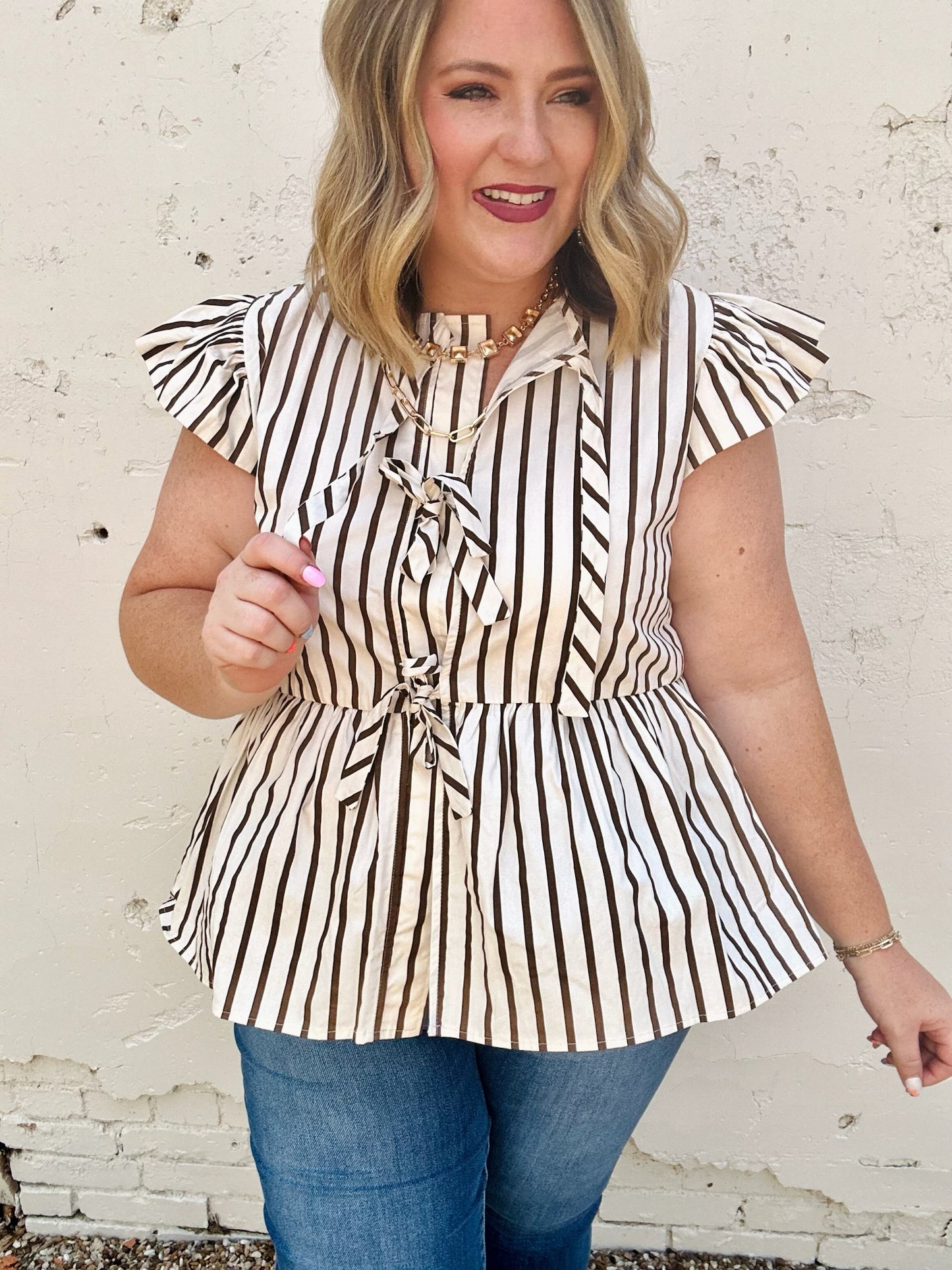 Sarah Striped Peplum Top