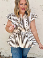 Sarah Striped Peplum Top