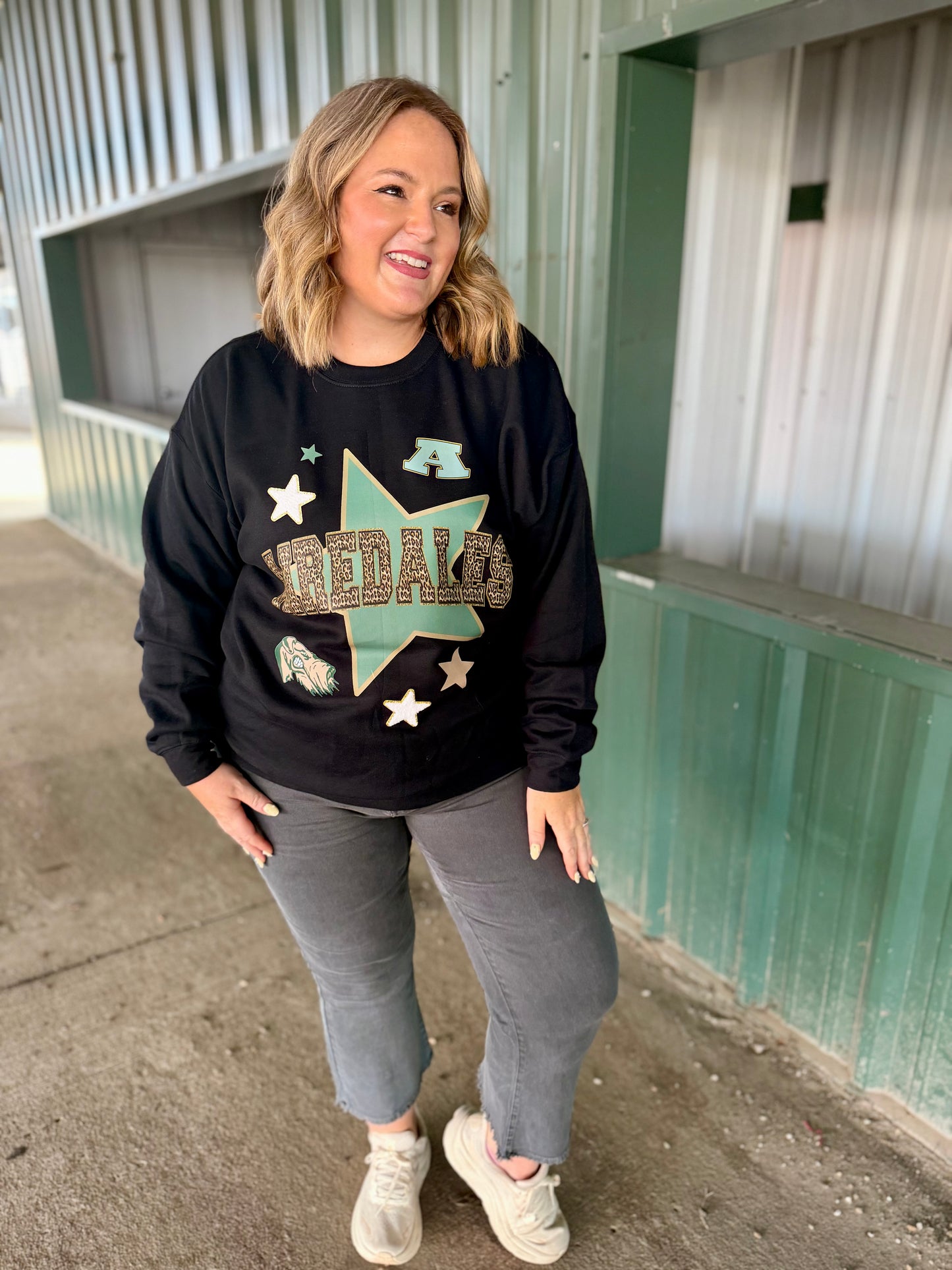Chenille Patch Accent School Spirit Sweatshirt (Any Style)
