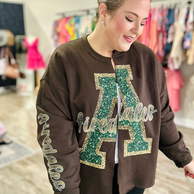 Faux Glitter Team Cardigan Sweatshirt (Customizable)