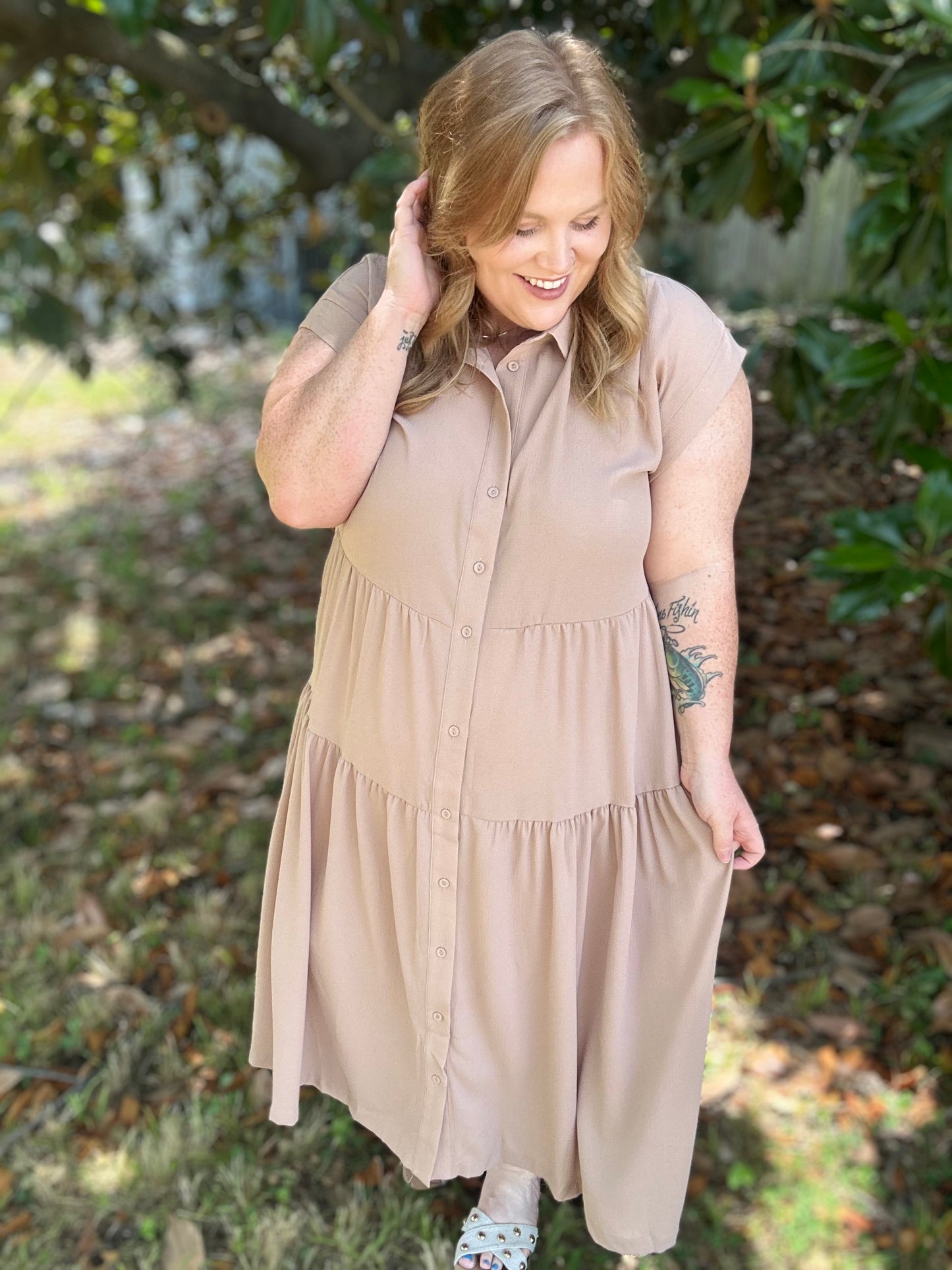 Laura Mocha Button Down Dress