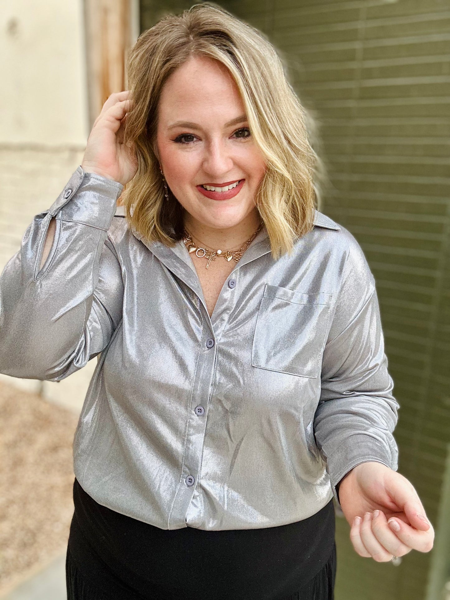 Life of the Party Shimmer Top in Silver