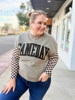 Game Day Embroidered Top in Gray