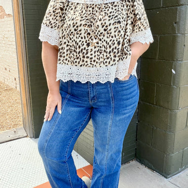 High Rise Pleated Wide Leg Jeans