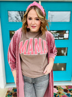 Varsity Mama Coral Tee on Comfort Colors