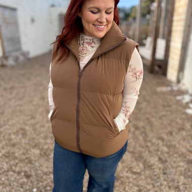 GraceLynn Puffer Vest in Brown