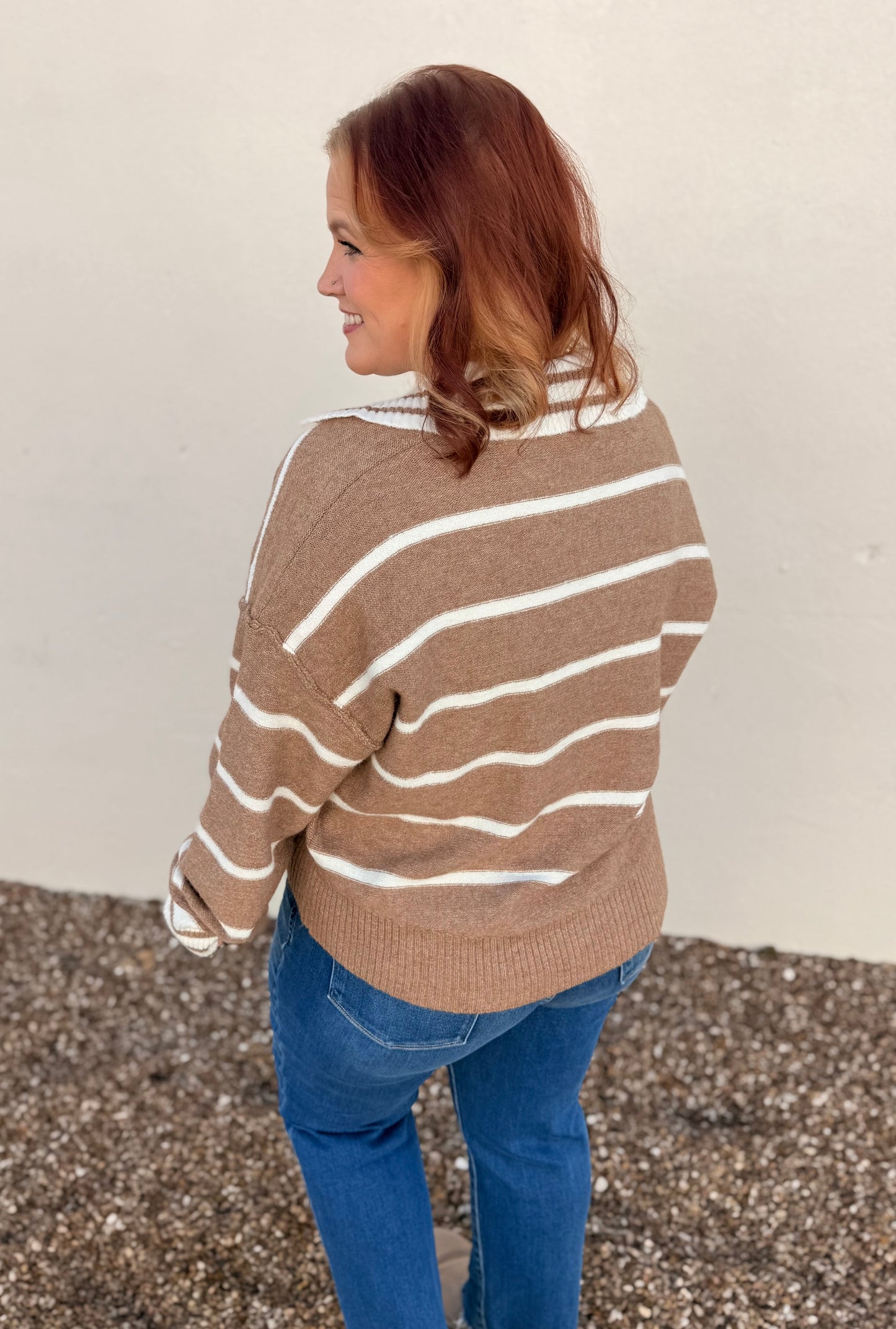 Ainsley Taupe Striped Top