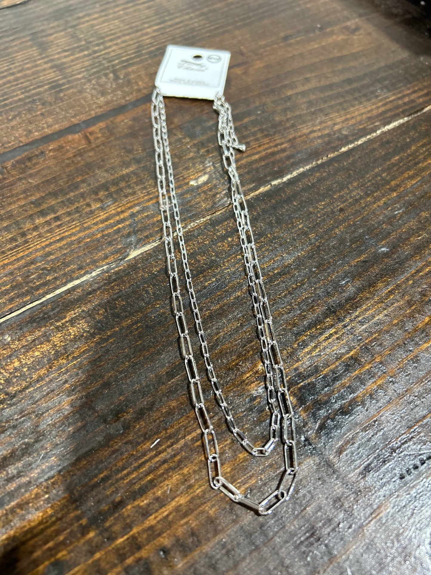 Layered Paperclip Chain Link Necklace