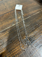 Layered Paperclip Chain Link Necklace