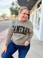 Game Day Embroidered Top in Gray