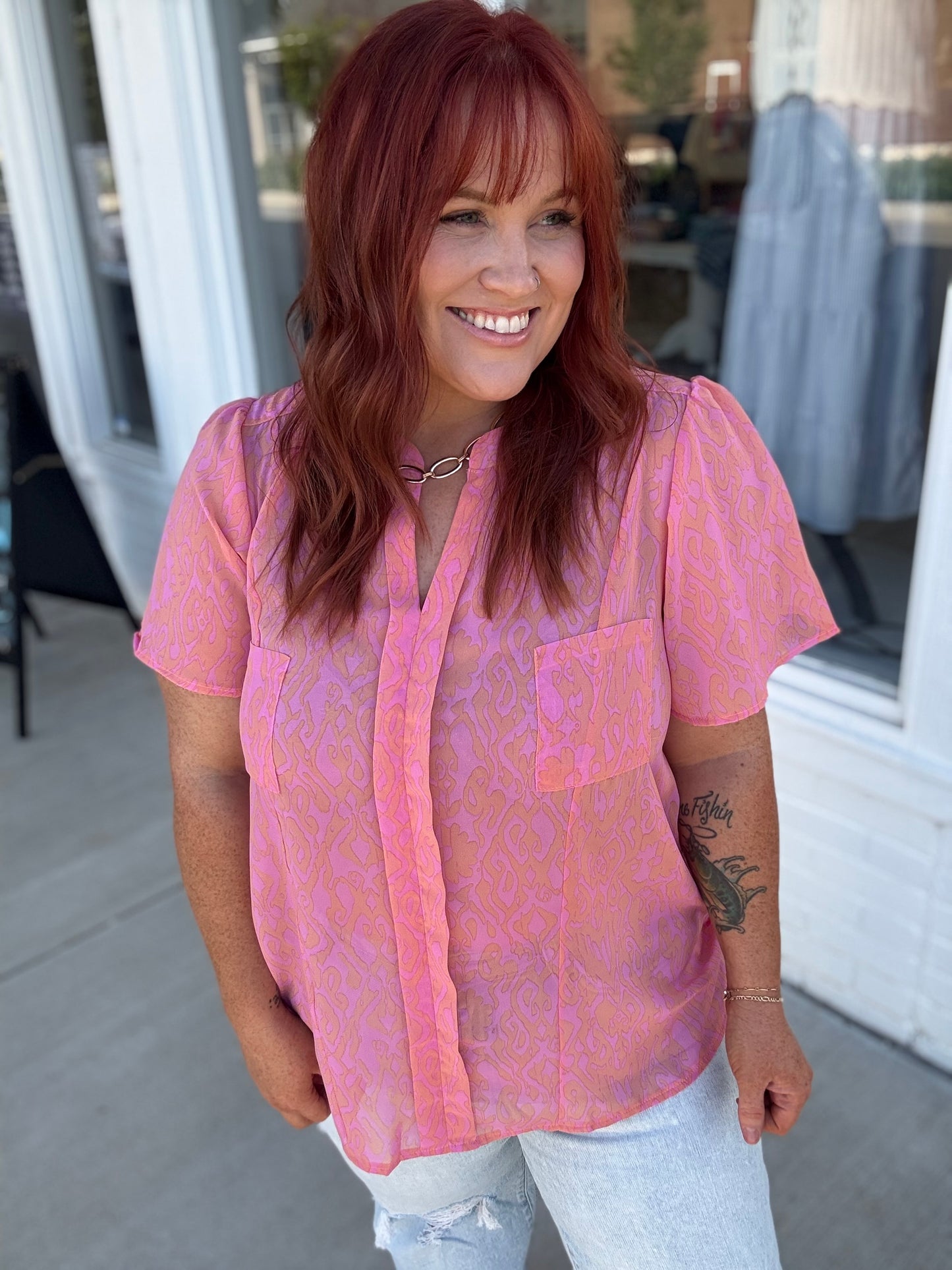 Paige Pink Pocketed Top