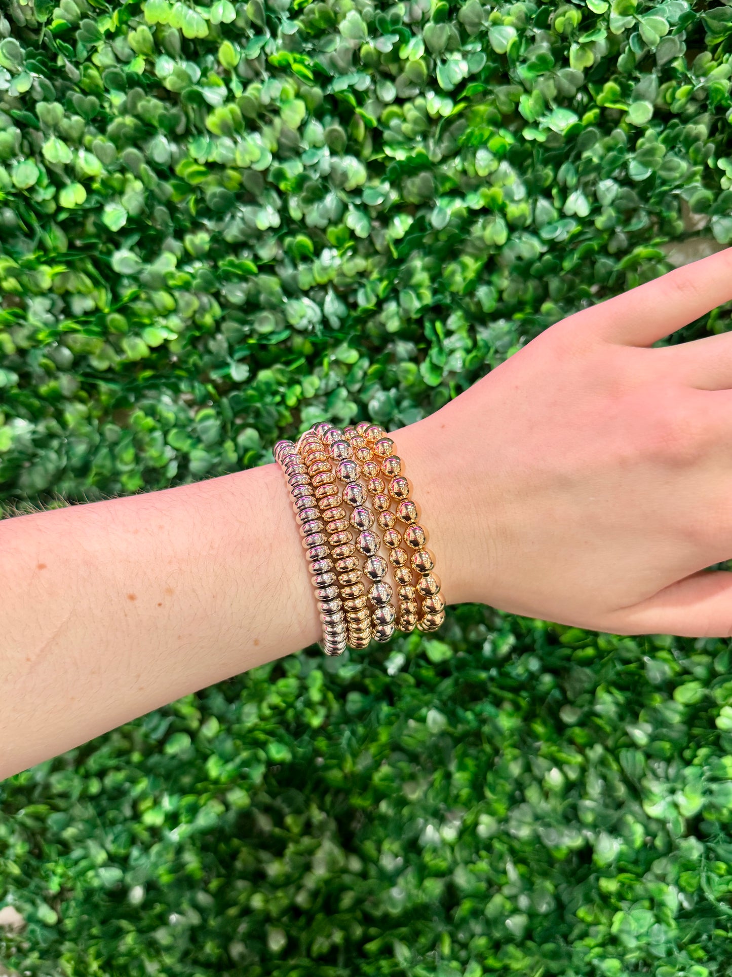 Set of Five Beaded Bracelets (mixed metals)
