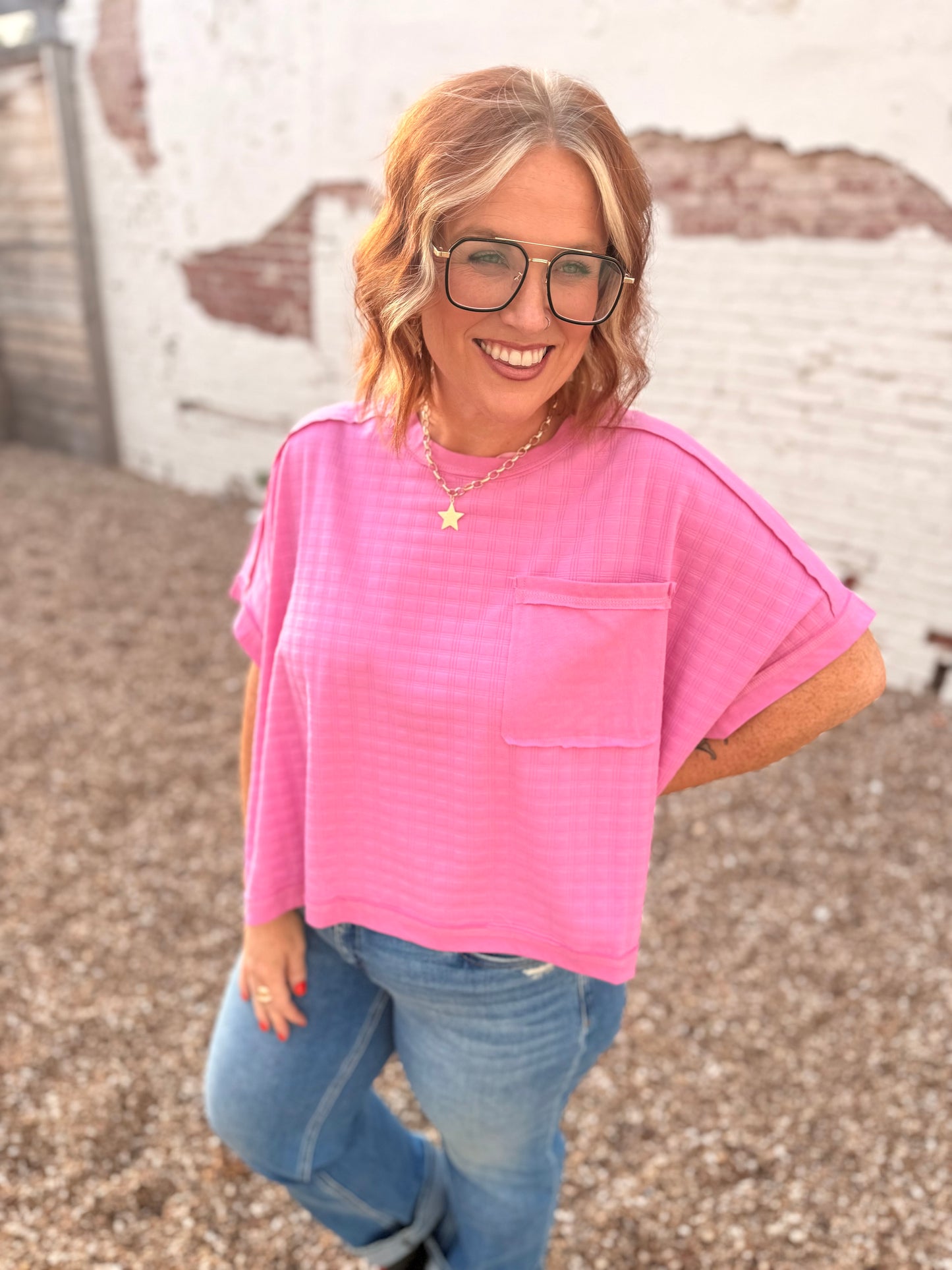 Nicole Textured Pink Top