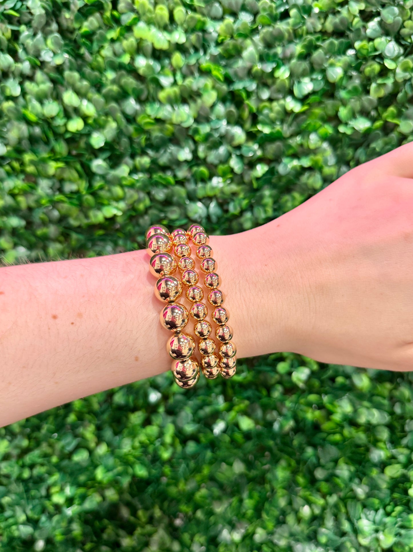 Set of Three Gold Beaded Bracelets