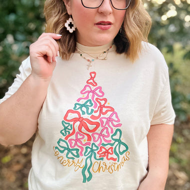 Merry Ribbons Christmas Tee On Comfort Colors