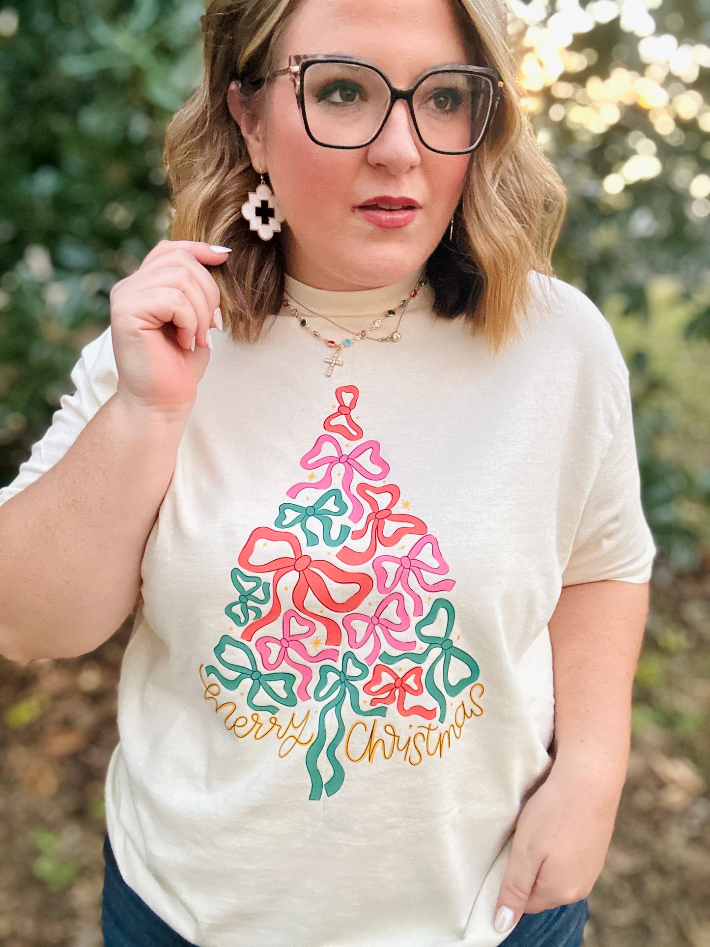 Merry Ribbons Christmas Tee On Comfort Colors