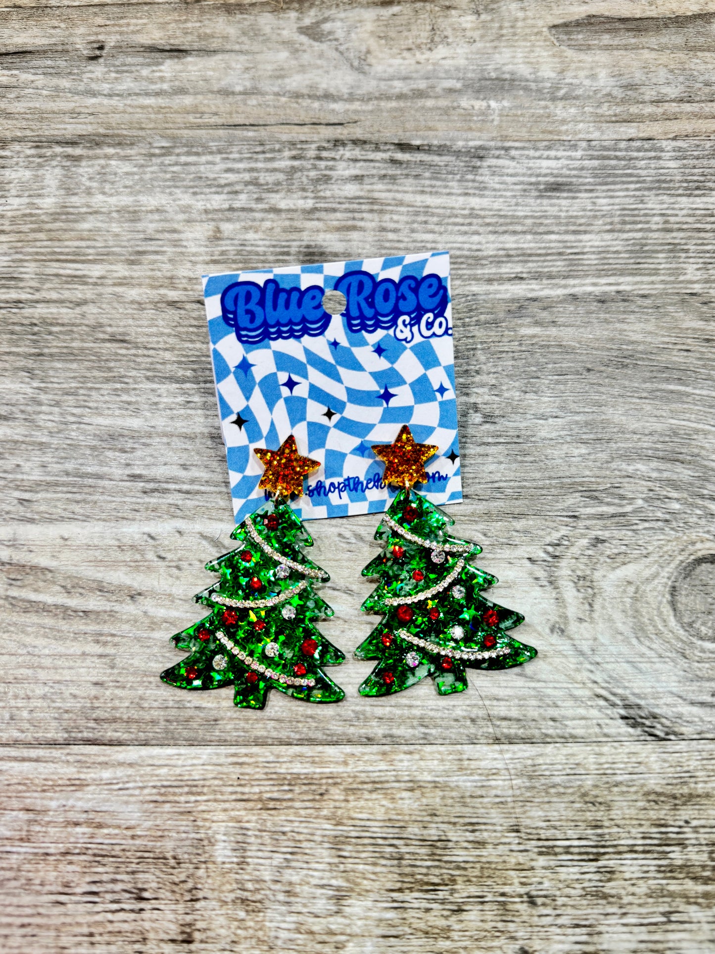 Glitter Christmas Tree Earrings