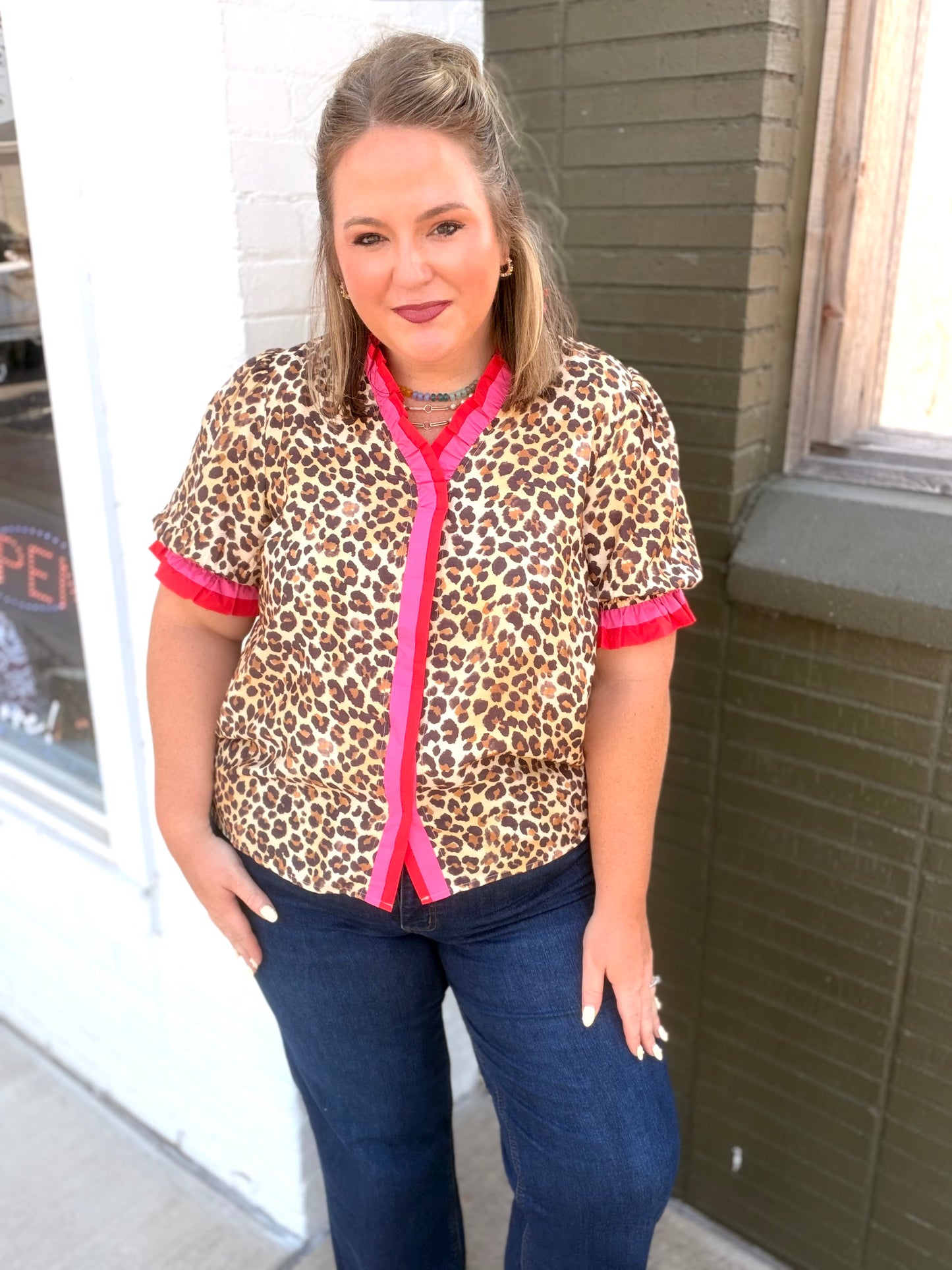 Deidre Animal Print Button Up Top