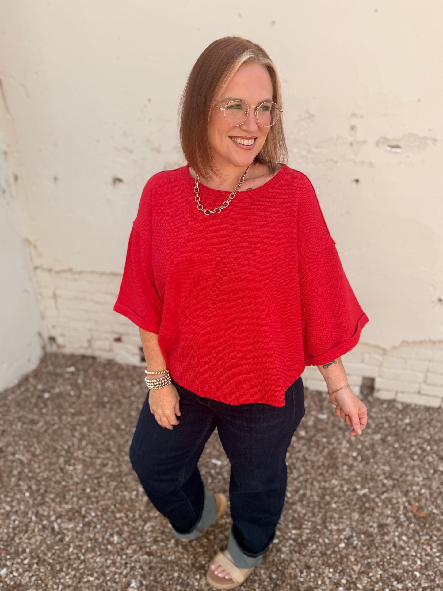 Darcy Red Knit Top