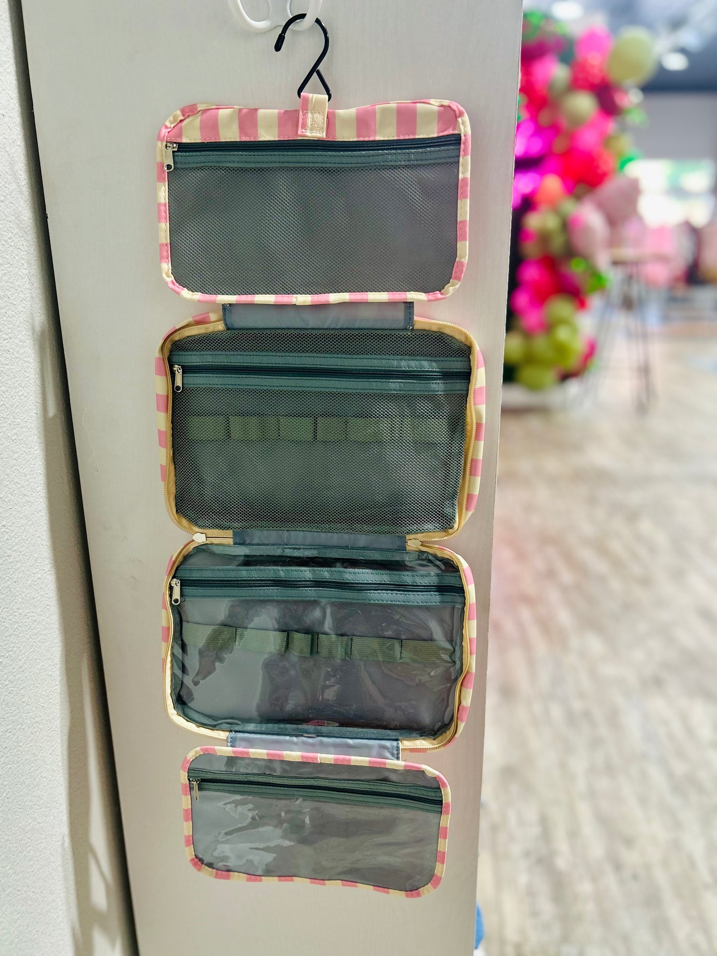 Striped Hanging Toiletry Travel Bag (Multiple Colors)