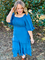 Lisa Teal Tiered Dress