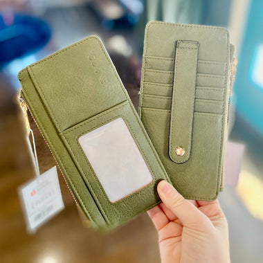 Saige Slim Card Holder Wallet in Olive