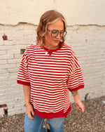 Sarah Oversized Striped Top in Red
