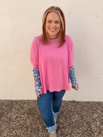 Anna Oversized Spring Tunic Top In Pink