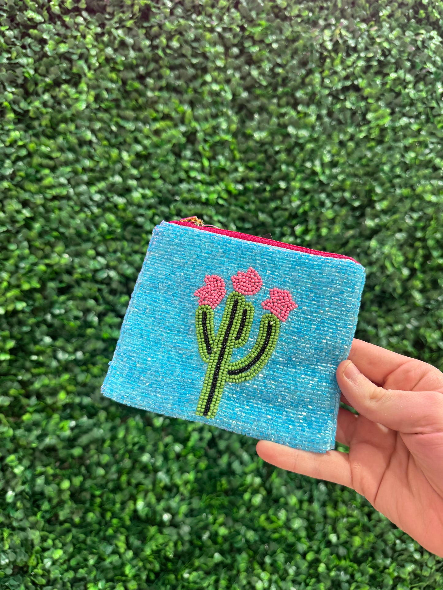 Mini Cactus Beaded Bag