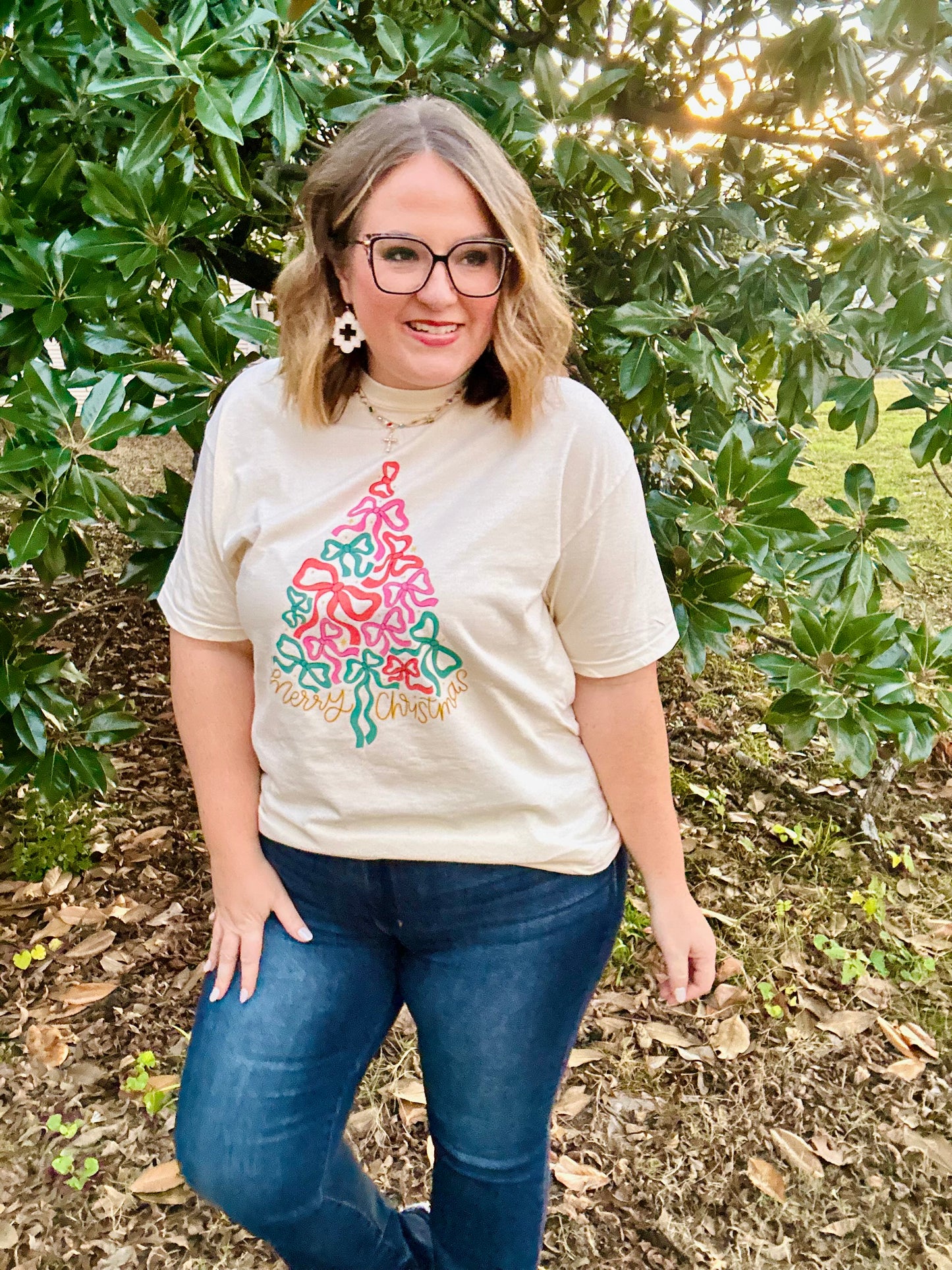 Merry Ribbons Christmas Tee On Comfort Colors