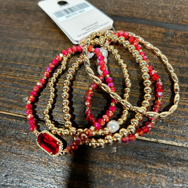Set of Five Beaded Stretch Bracelet