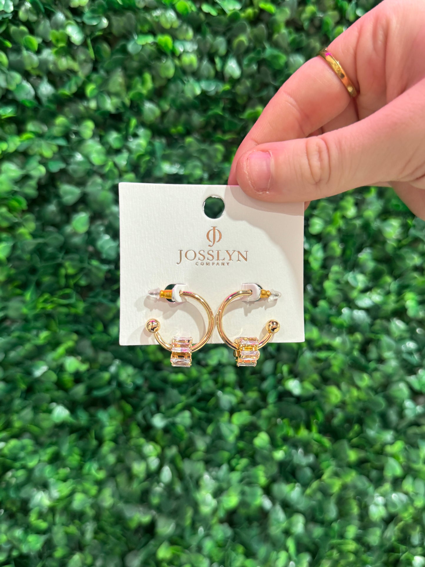 Gold Crystal Climber Hoops