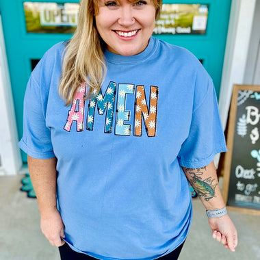 Amen Floral Tee on Comfort Colors