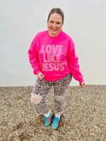 Love Like Jesus Faux Glitter Sweatshirt