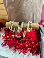 Set of Three Pearl Beaded Stretch Bracelet