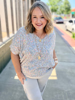 Floral Print Oversized V-Neck Top