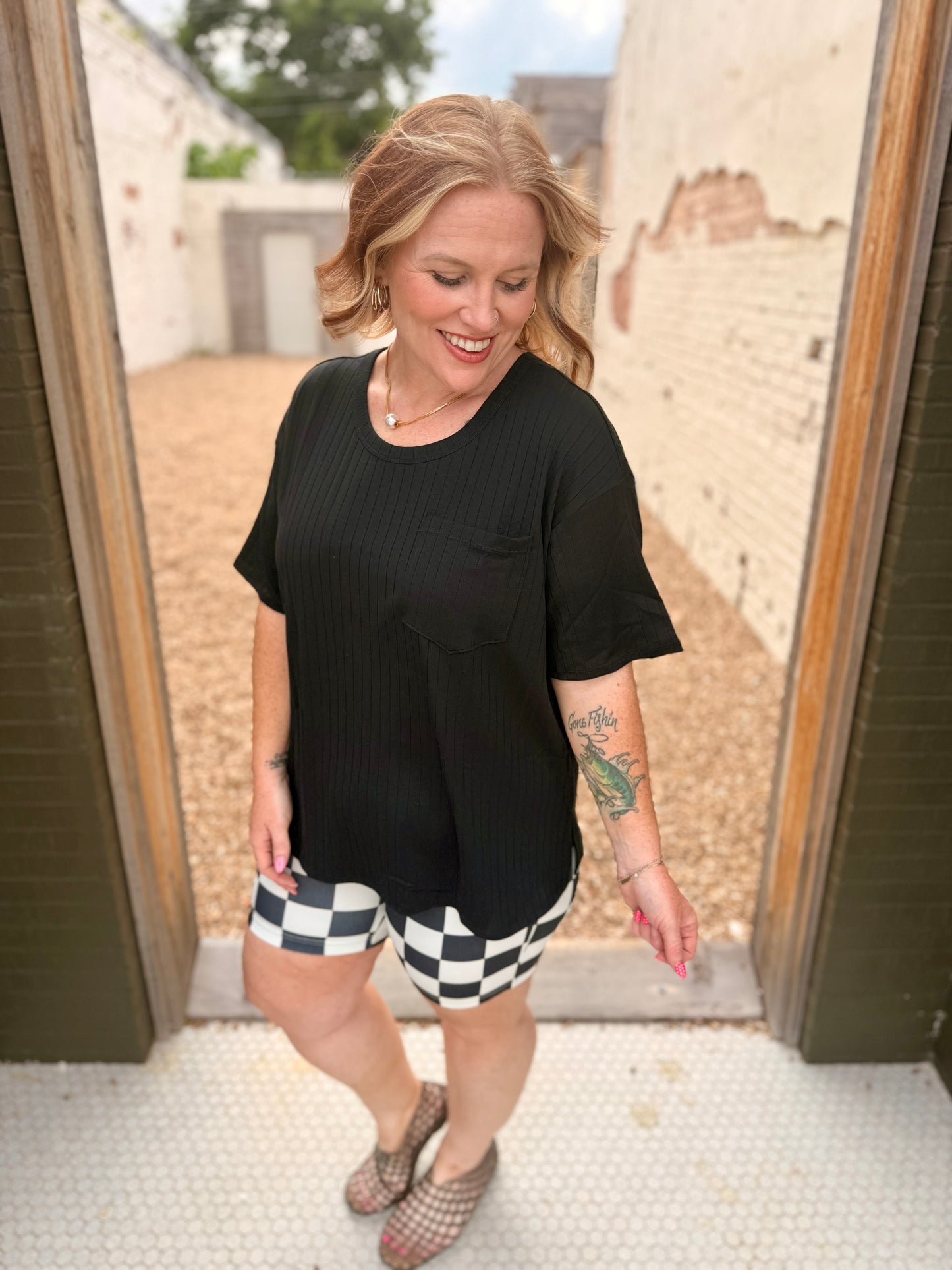 Cami Boyfriend Ribbed Top - Black