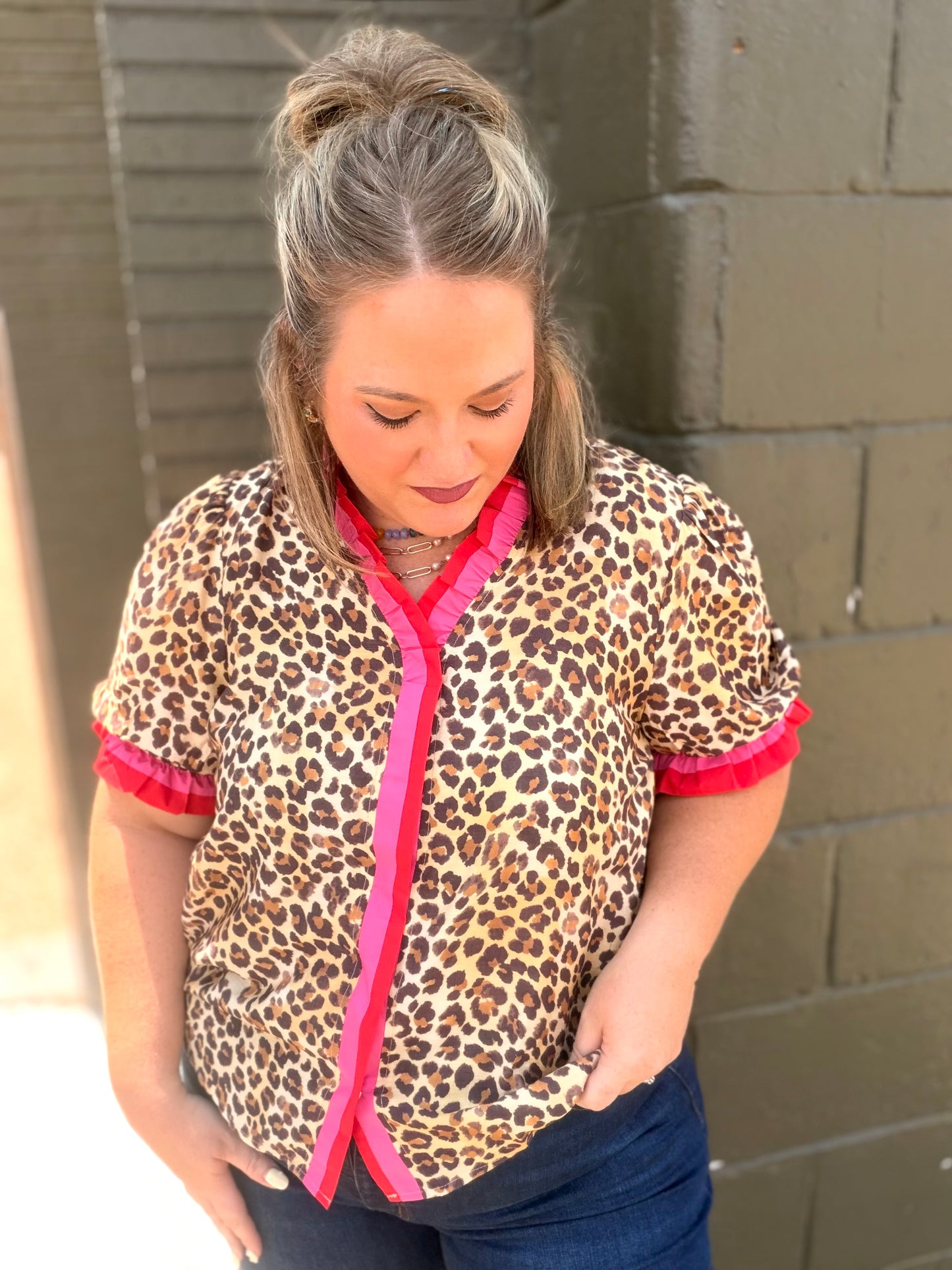 Deidre Animal Print Button Up Top