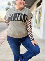 Game Day Embroidered Top in Gray