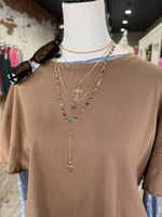 Multi Stones Cross Layered Necklace