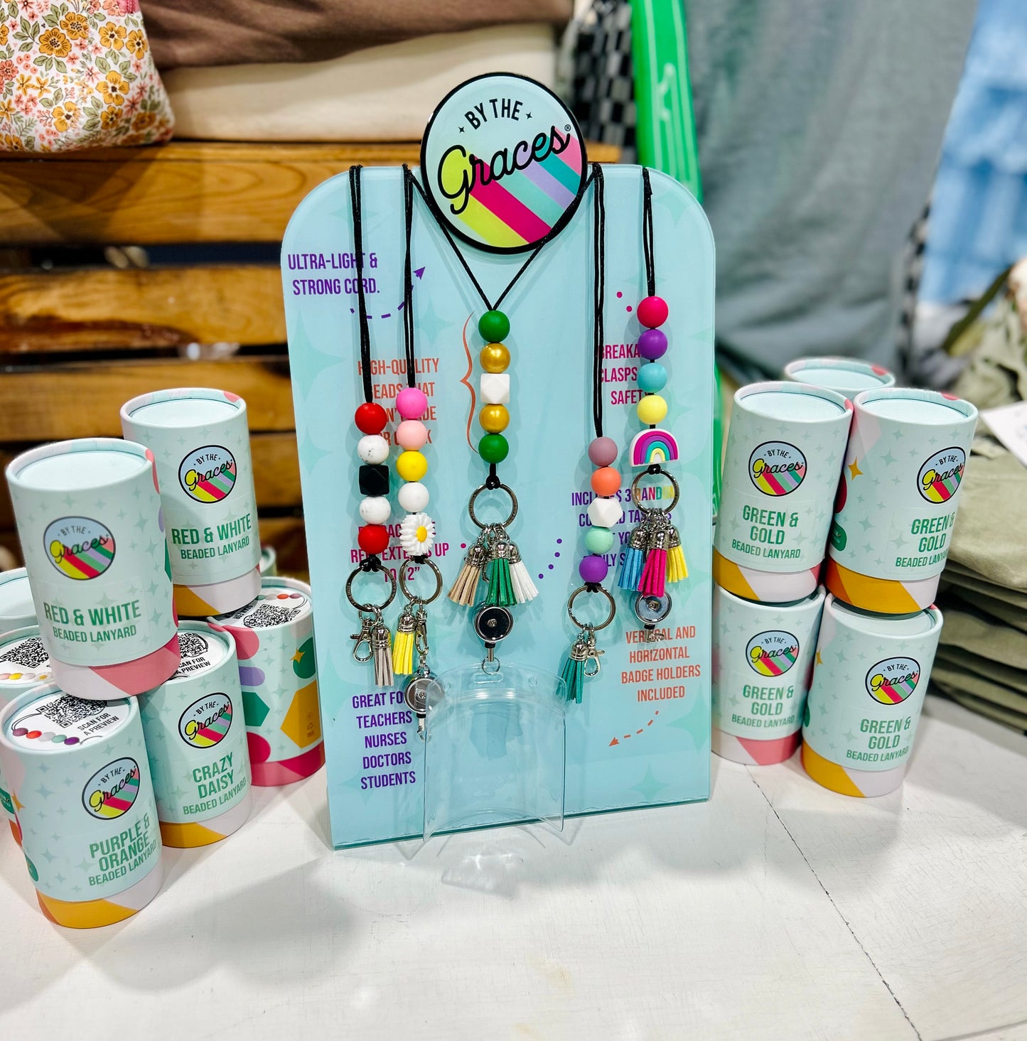 Retractable Beaded Lanyard (Multiple Colors)