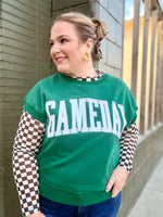 Game Day Embroidered Top in Green