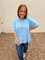 Anna Oversized Spring Tunic Top In Blue (RESTOCK!))