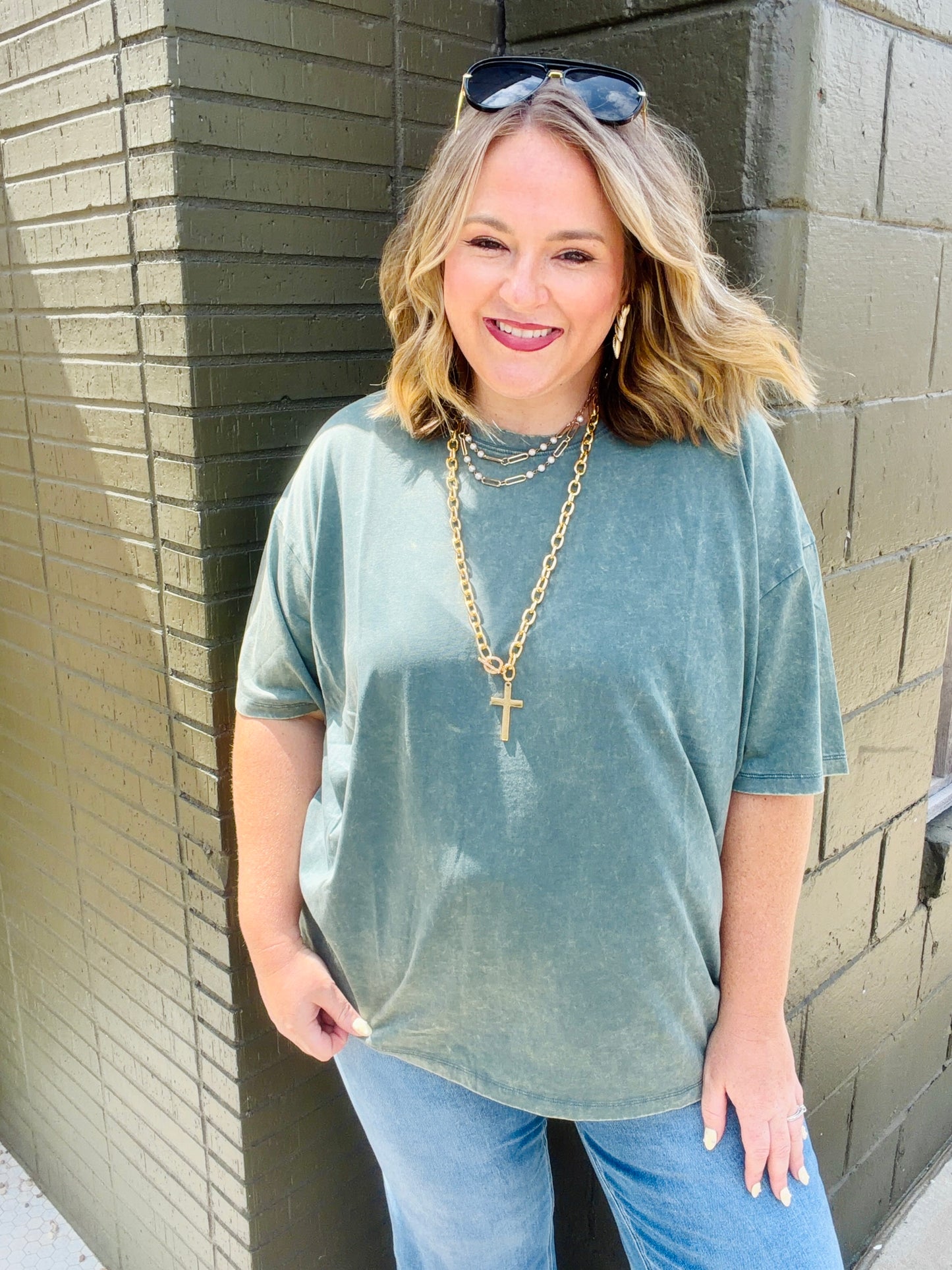 Kara Acid Washed Oversized Boyfriend Tee (Multiple Colors)